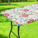 Smiry Rectangle Table Cloth Cover, Waterproof Elastic Fitted Picnic Tablecloth for 6 Foot Tables, Wipeable Flannel Backed Vinyl Tablecloths for Camping, Dining, Outdoor (Light Yellow, 30" x 72")