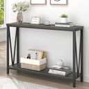 EXCEFUR Entryway Table, Rustic Wood Sofa Console Table with Storage, Modern Hallway Table for Living Room, Grey