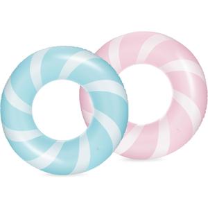 Bestrip Pool Floats Adult Size for Kids Age 8-12 Adults Inflatable Floats Swimming Ring Toys Beach Pool Party Lake Use (Blue & Pink)