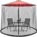 9-11 FT Umbrella Net for Outdoor Umbrella, Universal Hanging Mosquito Net for Patio,Polyester Mesh Umbrella Screen for Patio Tables with Zipper (Black)