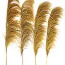 Pampas Grass Decor Tall,Long Pampas, Large Pompas Floral, Elegant Feather Flowers for Wedding Decorations, Living Room Decor (Natural Gold, 4pcs 43.3"(110cm))