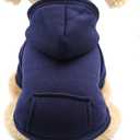 Jecikelon Winter Dog Hoodie Sweatshirts with Pockets Warm Dog Clothes for Small Dogs Chihuahua Coat Clothing Puppy Cat Custume (Navy, Medium)