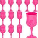 Plastic Vintage Wine Glasses 7OZ Plastic Goblets Vintage Drinking Glasses 12PCS Retro Wedding Glassware Water Goblets Reusable Drinking Cups for Party,Reception,Celebration,Bar,Whiskey(Rose Pink)