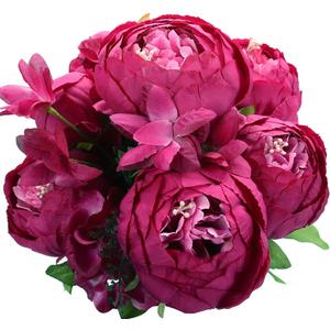 Duovlo Springs Flowers Artificial Silk Peony Bouquets Wedding Home Decoration,Pack of 1 (Spring Hot Pink)