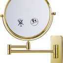 Nicesail Makeup Mirror, Wall Mounted 7X Magnifying Mirror Vanity Mirror for Bathroom, Extendable Swivel, Brass and 304 Stainless Steel Material for Hotel or Home, Shiny Gold Finish (8 Inch, 7X)