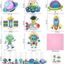 2 x SUKKI Valentines Day Cards for Kids - 32 Valentine Cards + 32 Cute Keychains + 32 Gift Envelopes with Temporary Tattoos, Perfect Space Flight Theme Greeting Exchange Cards for Classmates Party Favors