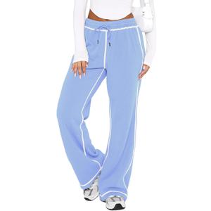 DISCIPBUSH Track Pants Women Sweatpants Soft Jogging Straight Pajama Sweats Wide Leg Sweatpants Women Lounge Pants Joggers (Blue, L)