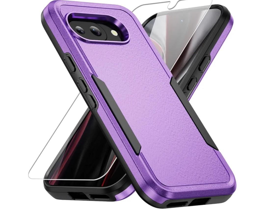 for Pixel 9a Case, with HD Screen Protector [Military Grade Drop Tested] Heavy-Duty Tough Rugged Shockproof Protective Case for Pixel 9a, Purple