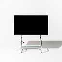 zeitgeist TV Stand Modern Minimalist Glass Shelf Floor Stand Metal up to 65 inch for Living Room Corner Height Adjustable Mount with HDMI, Antenna, Power Cables pre-Installed Chrome/Silver, 25.59 inches x 19.69 inches x 37.40 inches