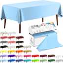 CXPSINC 54 Inch X 300 Feet Plastic Table Cover Roll Disposable Tablecloth with Slide Cutter for All Type/Shape Tables | Party, Banquet, Birthdays, Weddings(Light Blue, 300 Feet)