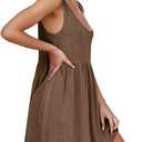 CNJFJ Womens Summer Shoulder Tie Strap Babydoll Dress Casual Scoop Neck A-Line Skater Swing Mini Sundress (XXXL)