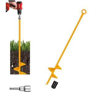 18'' Shed Anchors for High Wind,Heavy Duty Metal Hurricane Ground Stakes Anchors Screw in Trampoline Anchors for Swing SetCamping Tent,Car Ports,Canopy,Sand Tent,Gazebo,Dog (Yellow)