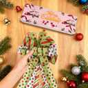 Christmas Tree Topper Bow Large Christmas Bow Tree Topper, Red Green Dot Polyester Ribbon Bows for Xmas Ornament Holiday Home Wedding Birthday Party Thanksgiving Indoor/Outdoor Decoration 45"x13"