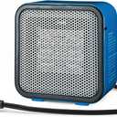 Amazon Basics Ceramic Portable Mini Space Heater for Office Desk, Fast Heating, Efficient, Indoor Use, 500W, With Tip-Over Protection, Lightweight 1.4 lbs, Blue, 5.9 x 3.2 x 6 inches