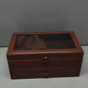 AUTOARK Leather & Velvet 6 Watch Box Jewelry Case and 9 Piece Eyeglasses Storage and Sunglass Glasses Display Drawer Lockable Case Organizer,Coffee,AW-178