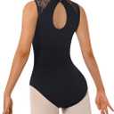Women's Turtleneck Dance Ballet Leotard With Durable Lace,Water-drop Hollow Back (Large)