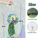 Bird Glass Suncatchers for Windows, Birds Sun Catcher Stained Glass, Bird Lover Gifts for Men & Women Unique - Moon Peacock