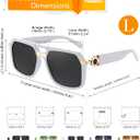 FEISEDY Trendy Square Aviator Sunglasses Women Men, Vintage Rectangle Stylish Frame UV400 Sun Glasses B9122 (White)