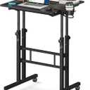 Enayplon Small Standing Desk with Wheels, Mobile Stand Up Desk, Portable Standing Table on Wheels for Walking Pad, Rolling Computer Desk Adjustable Height, Tall Table (Black)