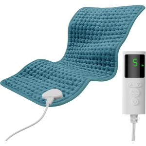 Heating Pad for Back Period Cramps Neck Shoulder, 12''24'' Electric Heating Pad with 9 Heat Settings Auto Shut-Off and Rapid Heating, Ideal Gift for Women Men (Aquamarine Velvet)