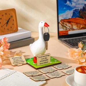 Magnetic Goose Key Holder Emotional Support Desk Goose Cute Resin Funny Key Hanging Holder for Room Office Entryway Table Desk Decor Housewarming Gifts for Women Men