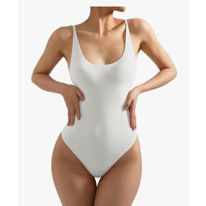 SUUKSESS Women Sexy Scoop Neck Thong Bodysuit Backless Cami Bodysuit Top Medium
