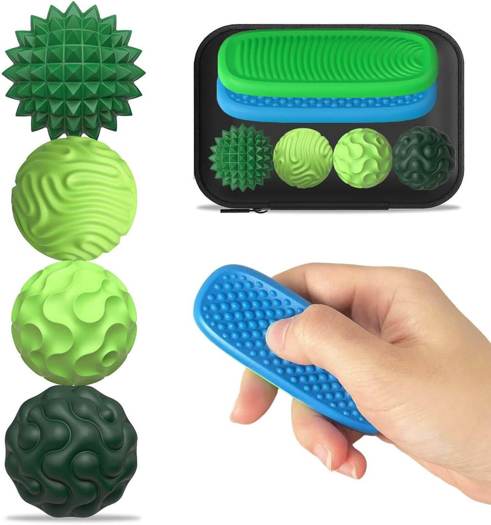 Fidget Toys Adults Silicone Magnetic Balls & Sensory Stones, 6 PCS Stress Relief Sensory Toys for Autism ADHD Anxiety, Office Desk Toys, Stocking Stuffers for Adults Teens