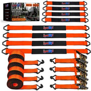 2x180'' Car Trailer Tie Down Straps, Heavy Duty, 10,000 LBS Break Strength, 180in