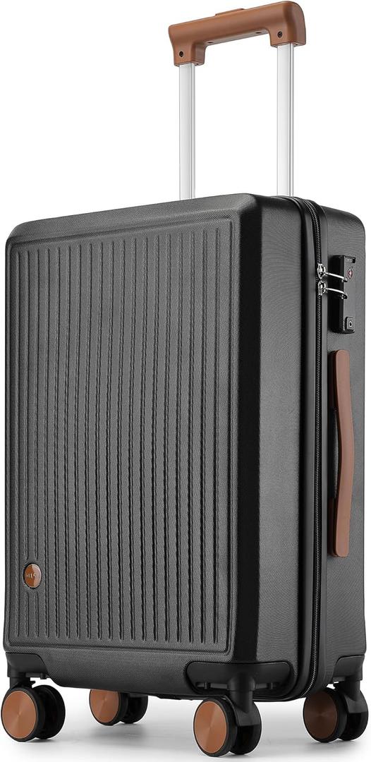 Carry on Luggage with Spinner Wheels, 22x14x9 Airline Approved Carry-on Suitcase, Small Hardside Luggage with TSA Lock,Hard Shell Suitcase,Hard Case for Travel (Black, 20-Inch)