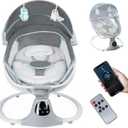 Electric Baby Swing for Infants to Toddler, Portable Swing Baby Rocker with 5 Point Harness, 5 Sway Speed, Bluetooth, 12 Preset Lullabies with Remote Control, Infant Swing for Baby Boys & Girls, Grey (Gray)
