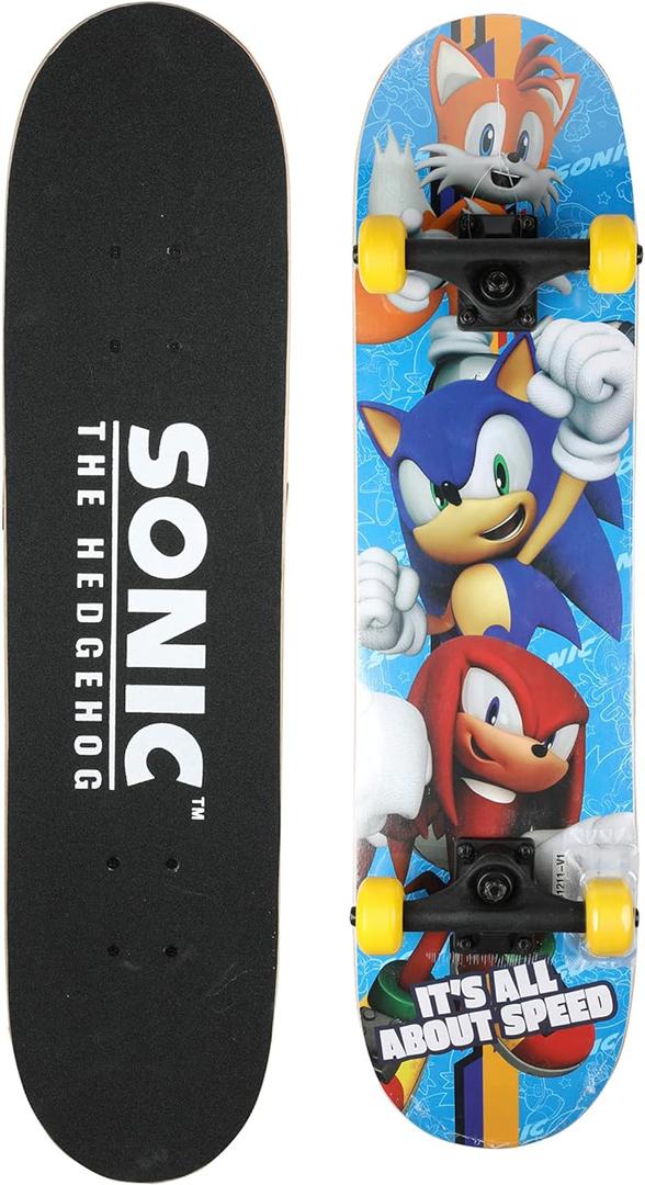 Voyager Skateboard with Printed Graphic Grip Tape - Great for Kids and Teens, Cruiser Skateboard with ABEC 5 Bearings, Durable Deck, Smooth Wheels, Sonic