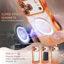2 x BENTOBEN for iPhone 17 Pro Case Clear, [Compatible with MagSafe][Full Camera Protection][Cute Wave Frame][DIY Glitter Cardstock] Electroplated Wavy Shockproof 17Pro Phone Case 6.3", Cosmic Orange