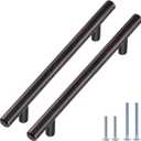 10 Pack Bronze Solid Cabinet Handles Drawer Pulls, 7.38-inch/187mm Length (5-inch Hole Center) Door Handle (1/2-inch Diameter) Kitchen Stainless Steel Cabinet Hardware Handle, Oil-Rubbed Bronze