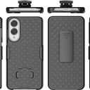 for Galaxy S25 Edge Holster Case with Belt Clip & Kickstand, 2-in-1Rugged Bumper Cover Full-Body Military Grade Protection (Black)