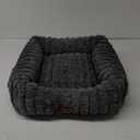 Small Dog Beds for Small Dogs - Washable Cat Beds for Indoor Cats, Rectangle Orthopedic Puppy Bed with Fluffy Removable Cover, 20x19x7inches, Grey