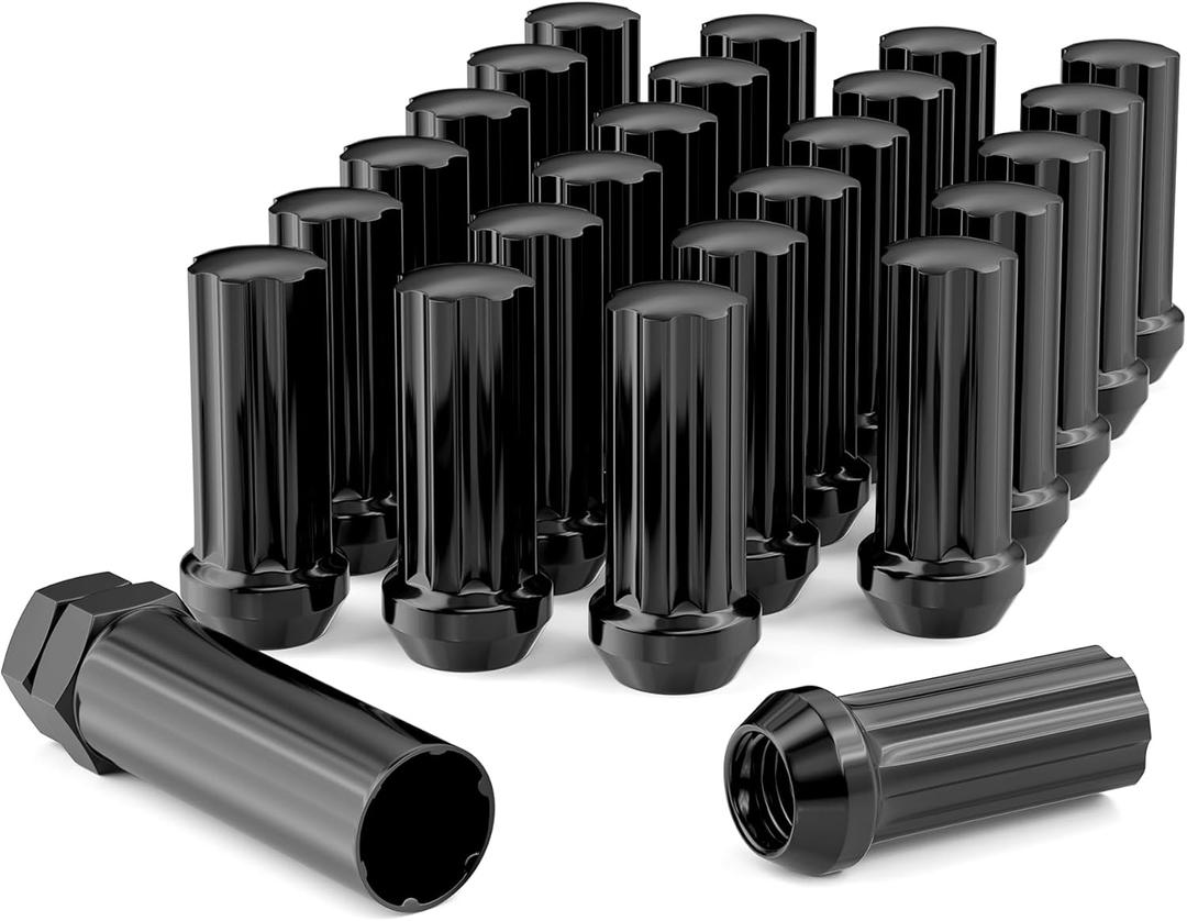 24pcs M14x2.0 Wheel Lug Nuts Black Thread XL Spline Lug Nuts Replacement for 2003-2014 Ford F150 Expedition Lincoln Navigator