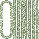 CQURE 8Pcs Eucalyptus Garland, Artificial Eucalyptus Leaves Table Greenery Garland Wreath Spring Vines for Wedding Party Table Bedroom Wall Room Decor