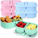 LemonRoad 6 Pack Reusable Snack Containers with Lids 8.5 oz Double Compartment Food Storage Box for Snack, Fruits, Picnic, Meal Prep, Travel, Office, Learning Places (Blue Pink Green)