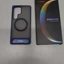 TORRAS Strong Magnetic & Seamless Stand for Samsung Galaxy S25 Ultra Case, Fit for MagSafe, Mil-Grade Drop Protection, Kickstand for Samsung Galaxy S25 Ultra Case, Translucent Back/Blue Edge