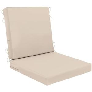 AAAAAcessories Outdoor Seat Cushions for Chairs, Waterproof, Fade-Resistant Patio Furniture Replacement Cushions, 20" x 20" x 3" + 20" x 20" x 3", Khaki Beige