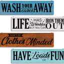 4 Pcs Laundry Room Decors, Four Pieces Hanging Wall Plaques, Funny Laundry Room Wall Art, Farmhouse Laudry Quotes Sign, Wall Decor Art, Wash Away - Life Out - Clothes Minded - Have Loads of Fun Sign C