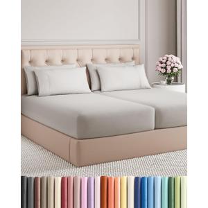 Split King 7 Piece Sheet Set - Cooling & Breathable Bed Sheets - Hotel Luxury Bed Sheets for Women, Men, Kids & Teens - Deep Pockets - Easy Fit - Soft & Wrinkle Free - Split King French Grey Sheets