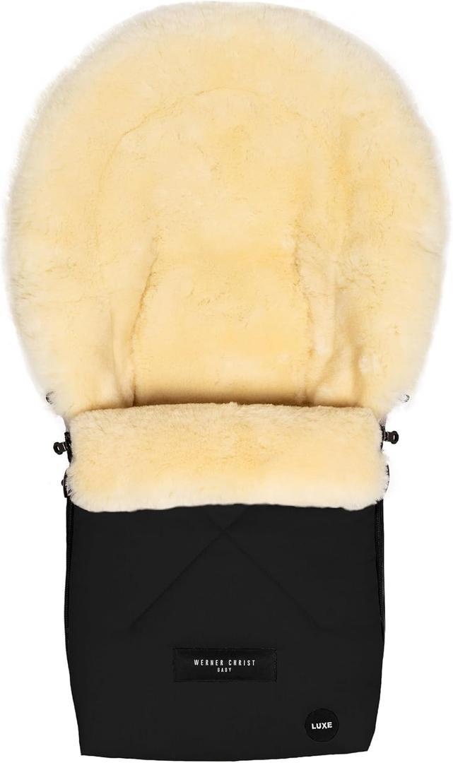 Werner Christ Baby Sheepskin footmuff Oslo Luxe for carrycot - Winter footmuff Made of Medical Fur (from 0 to 6 Months) for carrycot, Infant Carrier, Stroller