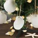 16PCS Natural Sea Shells 2.5"-3.5" Perforation Scallop Shells with Rope,for Christmas Tree Ornaments & DIY Hanging Home Deocration Craft Shells