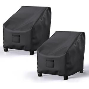 Patio Chair Covers for Outdoor Furniture Waterproof 2 Pack, Lawn Chair Covers 600D Heavy Duty Oxford Cloth, Large Covers for Lounge Lawn Deep Seat Black 30" W27" D36" H