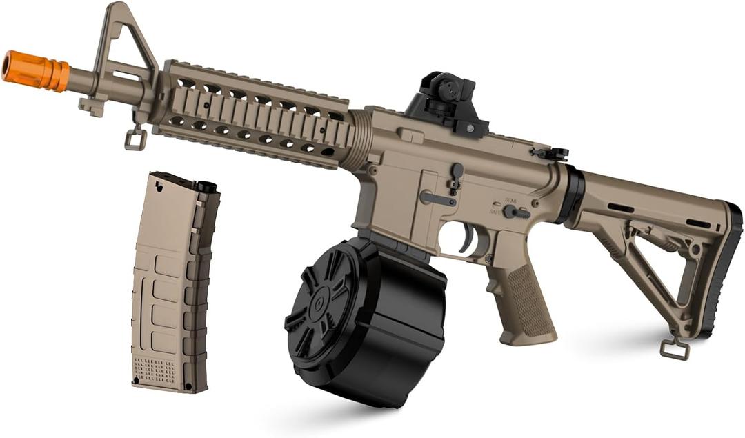 Electric Gel Toys New M4A1,Semi & Full Automatic Mode Splat-Blaster with FPS 280 and 100 Feet for Outdoor Team Game,Ages 14+,Sandy, Medium