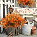 12 Bundles Artificial Fall Flowers for Outdoors Fake Plants - Faux Outside Greenery Boxwood No Fade Plastic Shrubs Decor Farmhouse Home Garden Thanksgiving (Fall Red)