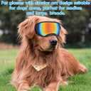 Large Dog Sunglasses, UV Protection Pet Goggles with Adjustable Strap for Large and Medium Dogs (Black Frame&Red Lens)