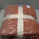 meadow park Stonewashed Linen Blend Box Stitch Quilt and Matching Pillow Shams 3pcs Set, Queen Size, Cayenne Color