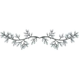 Hotop 2 Pieces Metal Tree Leaf Wall Decor Vine Olive Branch Leaf Wall Art Wrought Iron Scroll Sculptures Above the Bed, Living Room, Outdoor Decoration(Classic Style,White Color)
